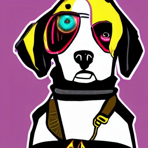 Prompt: cyberpunk hacker beagle dog, digital art, very good