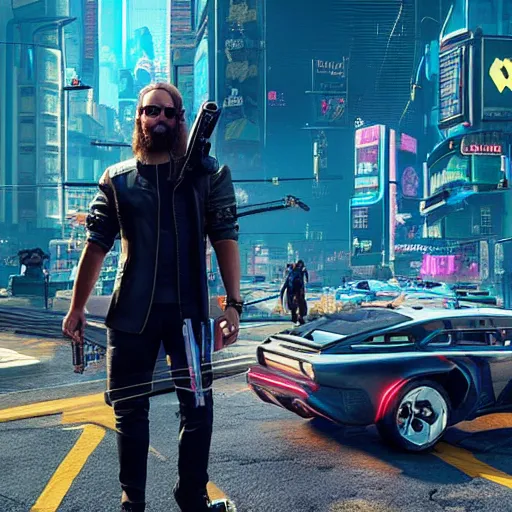 Image similar to male orthodox jew with paces in cyberpunk 2 0 7 7 game