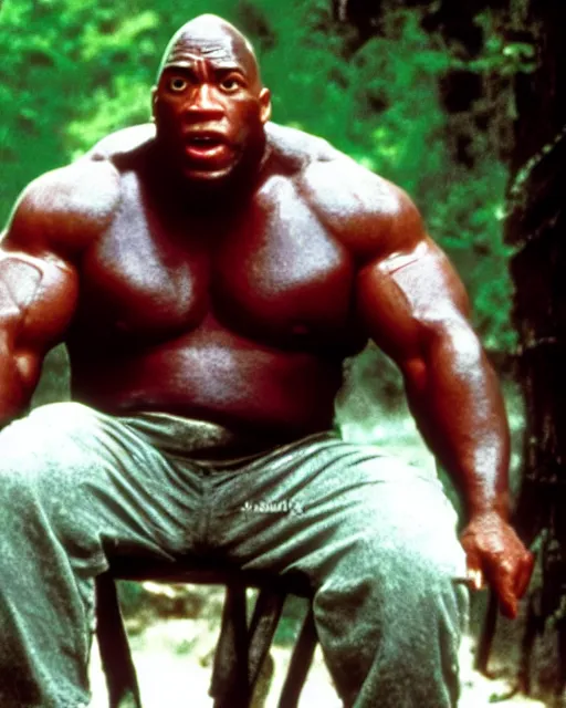 Image similar to film still close - up shot of dwayne johnson as john coffey from the movie the green mile. photographic, photography