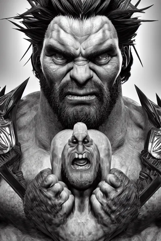 Prompt: studio portrait of hulking herculean ogre jesus christ, ultrafine hyperrealistic face illustration by kim jung gi, irakli nadar, intricate linework, sharp focus, bright colors, matte, octopath traveler, final fantasy, unreal engine highly rendered, global illumination, radiant light, intricate environment