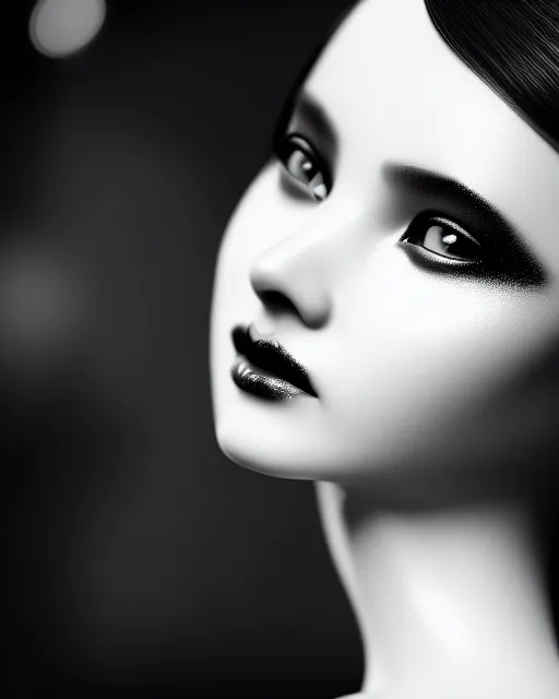 Image similar to black and white dreamy young beautiful female artificial intelligence, cinematic, rim light, bokeh, photo - realistic, elegant, high detail, 8 k, masterpiece, photo taken in 1 9 3 0