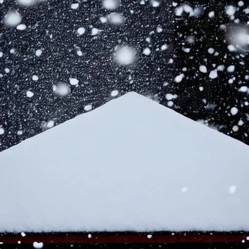 Prompt: snow falling bedroom roof in reverse