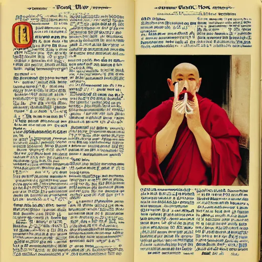 Prompt: full page scan of 1500's book about the Japanese nose flute, Franciscan monks, buckfast, happy eater, arsenal football, wind in the willows, argentine tango, moorish geometry, booby george lakeside darts