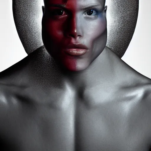 Image similar to a close up portrait of a beautiful athletic young male alien with ombre color skin , photographed by erwin olaf, artistic