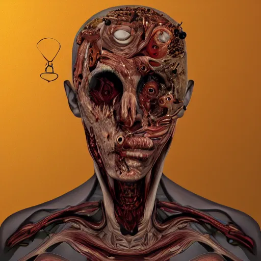 Image similar to digital art of a body horror human created by trevor henderson and tyedied