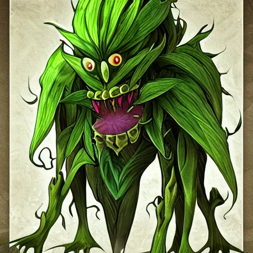 Image similar to Plant monster, semi realistic, trending on art station, anime art style