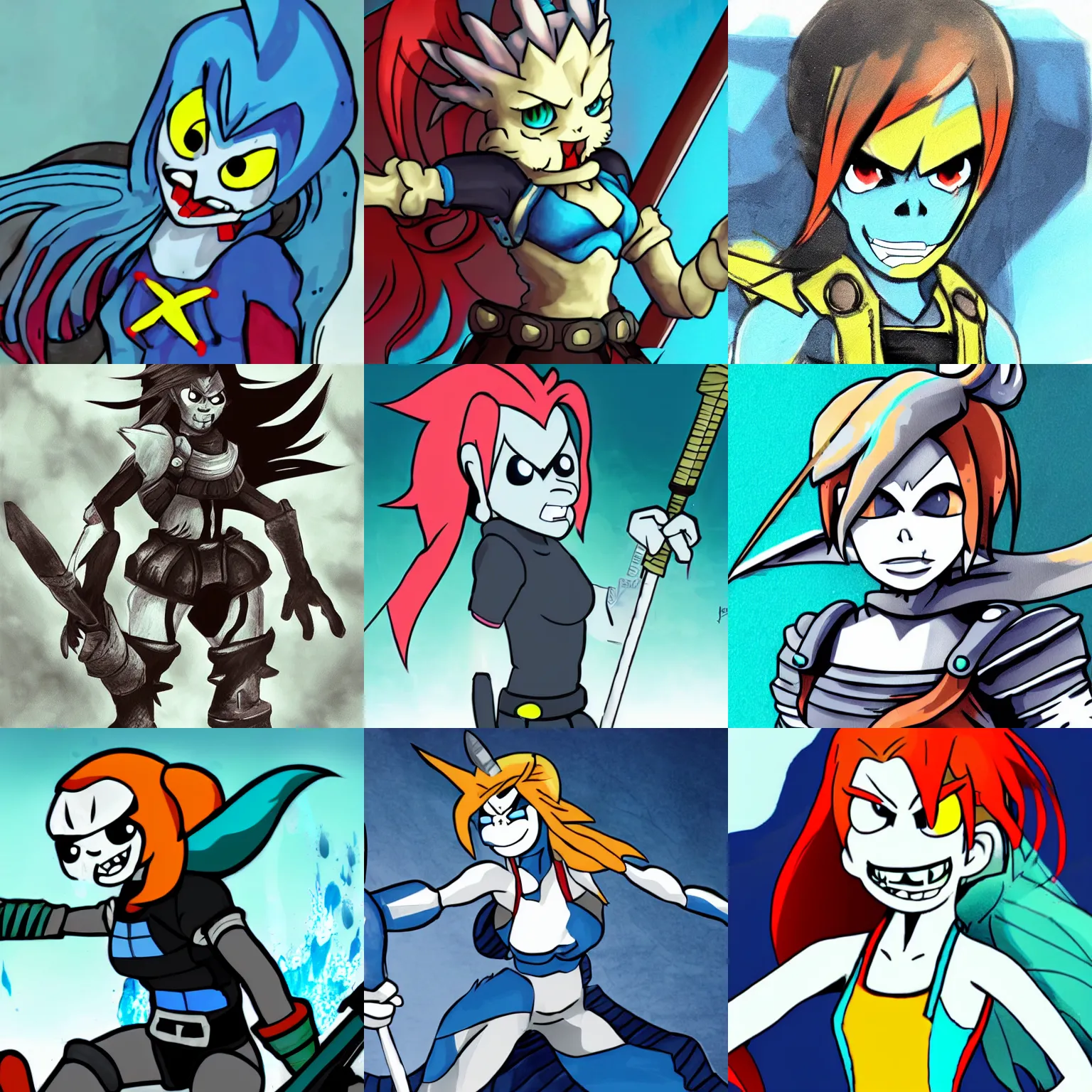 Prompt: Undyne from Undertale