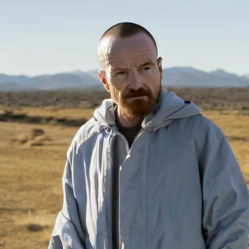 Image similar to Live Action Still of Bryan Cranston dressed as and playing Jesse Pinkman in Breaking Bad, real life, hyperrealistic, ultra realistic, realistic, highly detailed, epic, HD quality, 8k resolution, body and headshot, film still