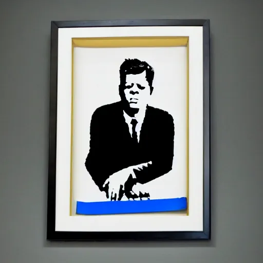 Image similar to individual jfk silk screen portrait banksy style