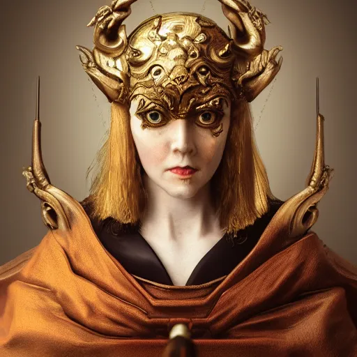 Image similar to portrait of a mayor, renaissance style, star wars character, scary, volumetric lights, symmetry, headpiece, trending on artstation, sharp focus, leica, studio photo, intricate details, highly detailed