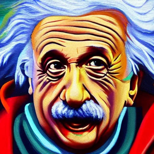 Image similar to einstein wearing a cool hoodie, talking in front of 1 0 0 0 people, detail oil painting