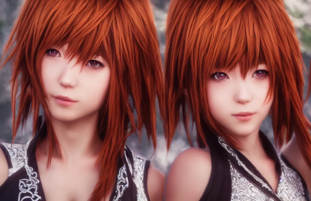 Image similar to beautiful intricate portrait of kairi from kingdom hearts, elegant, hyper real, anime, magical, beauty, artstation, 4 k render