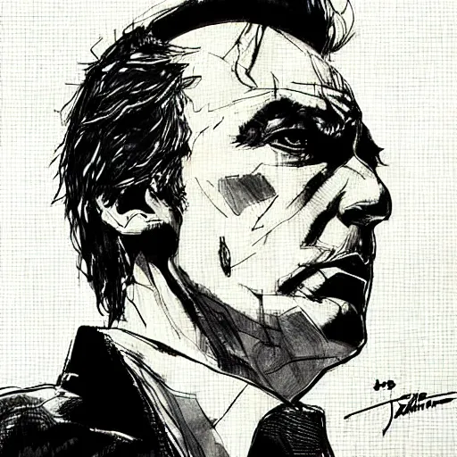 Prompt: A drawing of Saul Goodman by Yoji Shinkawa