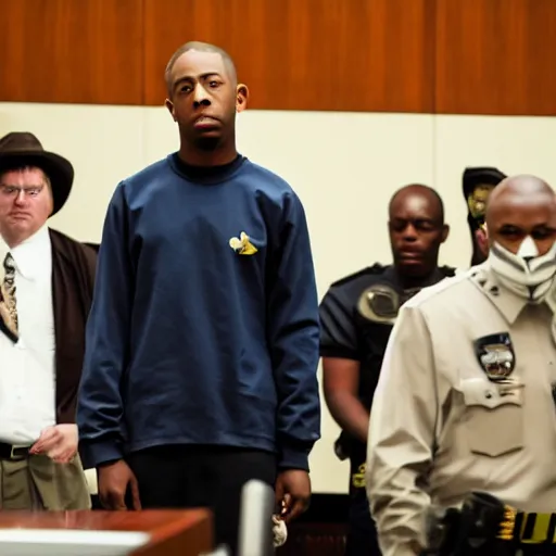 Prompt: tyler, the creator in court