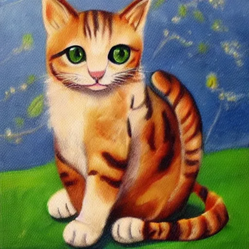 Image similar to cute cats painting