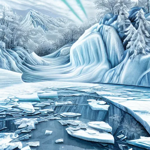 Image similar to icy landscape, hyper detailed