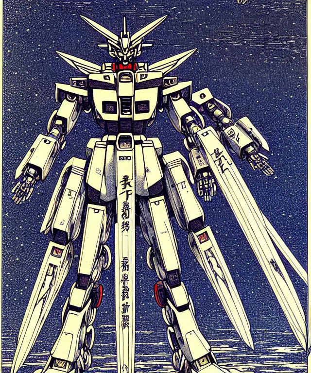 Prompt: symmetrical image of a gundam mecha robot, extremely high details, masterpiece engraving by takato yamamoto, gustave dore, jean giraud