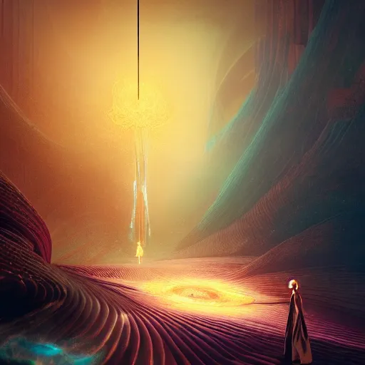 Image similar to within a flower the whole and finite capsule apparent with awe the apparition, an idea seep's into infinity highly detailed in volumetric latent space, golden turquoise steampunk, high contrast cinematic light, mystical shadows, sharp focus, divine realm of gods, octane render, artist by greg rutkowski,