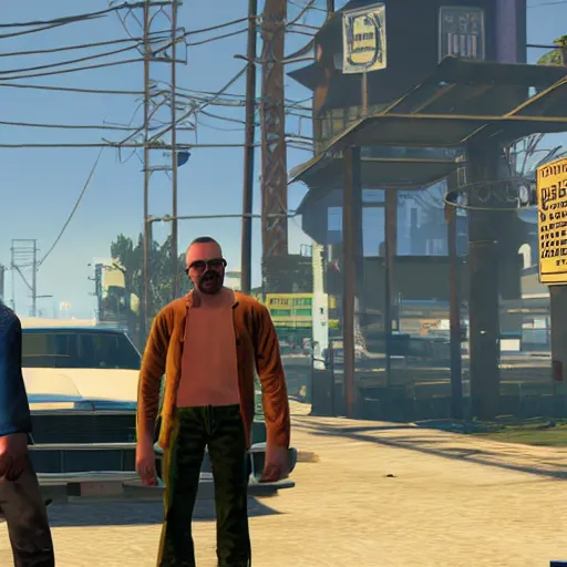 Prompt: walter white & jesse pinkman in grand theft auto v