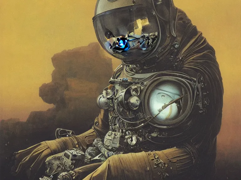 Image similar to a detailed profile painting of a cat in a spacesuit, symmetrical and science fiction theme by beksinski carl spitzweg and tuomas korpi. baroque elements, full-length view. baroque element. intricate artwork by caravaggio. Trending on artstation. 8k