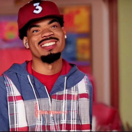 Image similar to a tv still of Chance The Rapper starring as a college student in a 1993 black sitcom