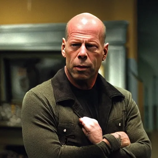 Prompt: bruce Willis as a character in the tv show Arcane