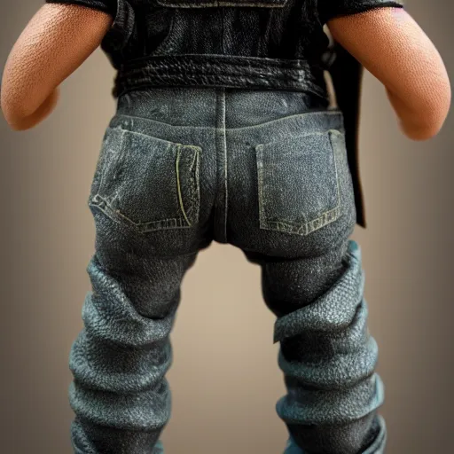 Image similar to perfectly accurate miniature figure of pepe the frog wearing jeans and a black leather jacket, soft textures, skin texture, clothing, 3d sculpture, textured, fine detail, lifelike, photo, high resolution, octane render, post processing, after effects, trending on artstation