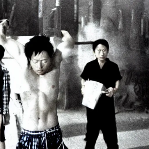 Image similar to film still from 鉄 男 tetsuo 2 body hammer 1 9 8 9 tsukamoto