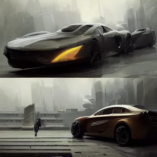 Image similar to heavy car, elegant, digital painting, concept art, smooth, sharp focus, art style from Wang Ke and Greg Rutkowski and Bruce Kaiser and Scott Robertson and Dmitry Mazurkevich and Doruk Erdem and Jon Sibal, small style cue from Blade Runner