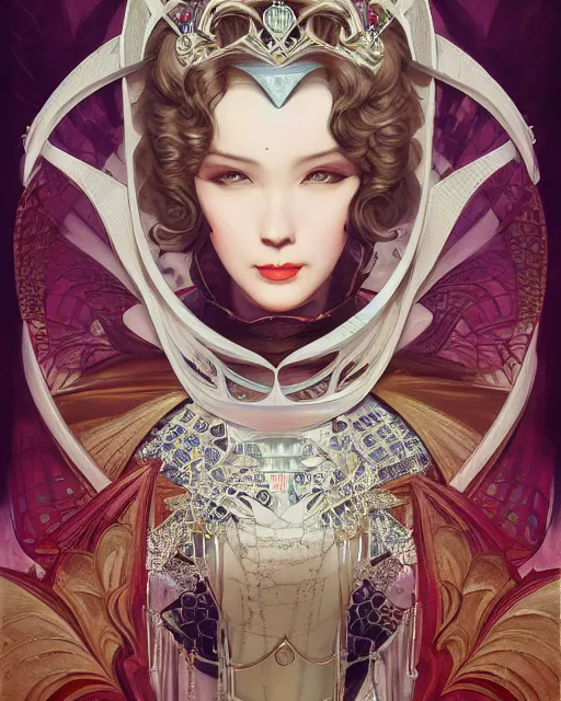 Image similar to portrait of a queen, art deco style, beautiful, elegant, mesmerizing, concept art, highly detailed, smooth, fantastical, artstation, trending, sana takeda, ayami kojima, shinichi sakamoto