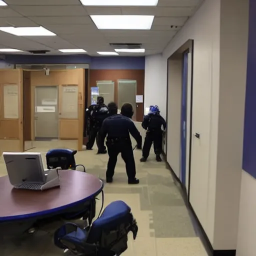 Prompt: cops raiding a math lab
