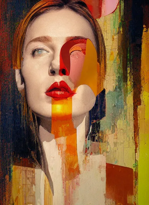 Image similar to a beautiful glitched painting by christian hook and alex kanevsky of a woman in a bathroom, still life, warm colors