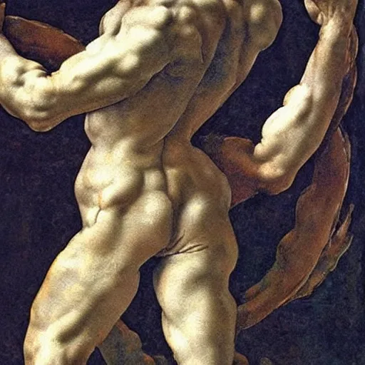 Image similar to human figure, courage, against all odds, unlikely hero, no fear, hero's journey, strength, valor, high detail painting by michelangelo, man climbing obstacles,