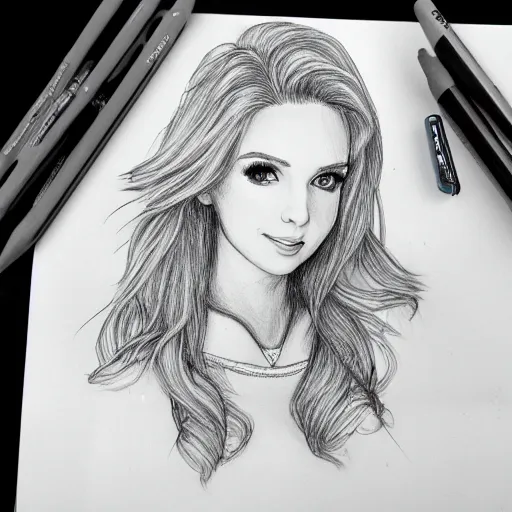 Image similar to amouranth pen drawing, highly detailed