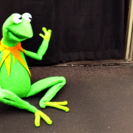 Prompt: kermit the frog junky male prostitute