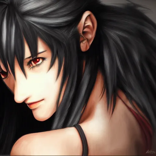 Image similar to head and shoulders artwork of tifa lockhart, trending on artstartion