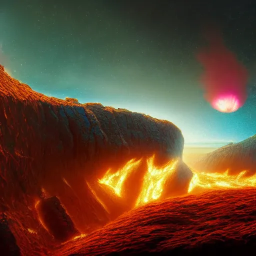 Prompt: Digital art of a meteorite containing an insect hive burning up in the atmosphere, Wayne Barlowe, Mike Winkelmann, Jessica Rossier 4k prehistoric geology space hubble start nebula