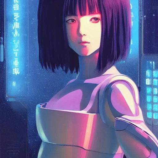 Image similar to a space realistic robot | | very anime, fine - face, realistic shaded robotic parts, fine details. anime. realistic shaded lighting poster by ilya kuvshinov katsuhiro otomo ghost - in - the - shell, magali villeneuve, artgerm, jeremy lipkin and michael garmash, rob rey and kentaro miura style, trending on art station