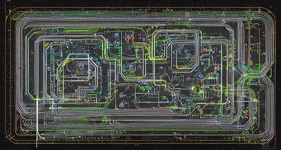 Prompt: distant orthographic product photography framing. gem encrusted crystal scheme. digitally painted render of a small square fantasy vacuum - tube circuitboard made and powered by crystalline circuitry. trending on artstation. artificer's lab bg. premium print by angus mckie and james gurney. bismuth materials