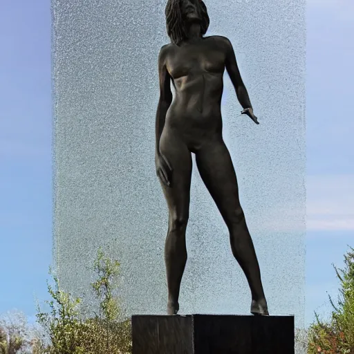 Image similar to aniston full body, statue, chrome, reflect, photograph
