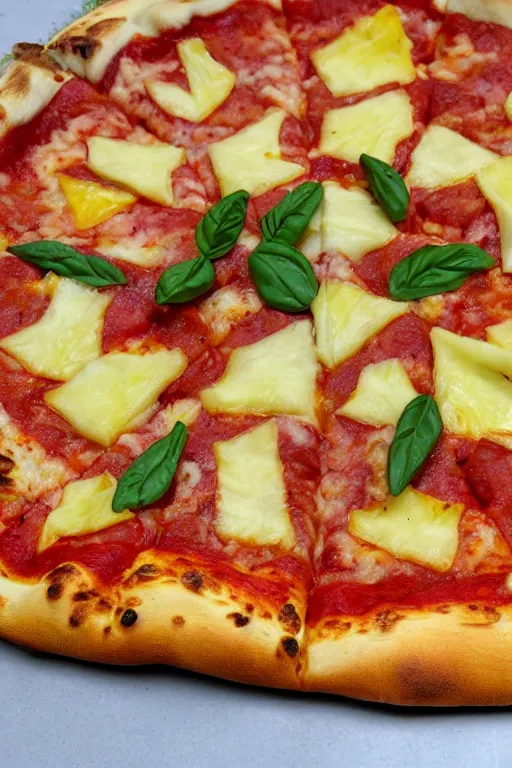 Prompt: pizza on pineapple