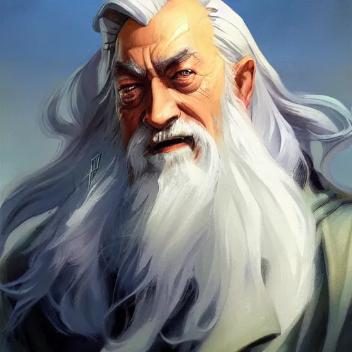 Image similar to greg manchess portrait painting of partially armored albus dumbledore as overwatch character, medium shot, asymmetrical, profile picture, organic painting, sunny day, matte painting, bold shapes, hard edges, street art, trending on artstation, by huang guangjian and gil elvgren and sachin teng