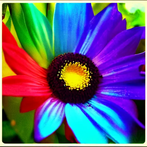 Image similar to “a rainbow coming out of a flower”