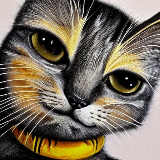 Image similar to cat bee. hyperdetailed photorealism