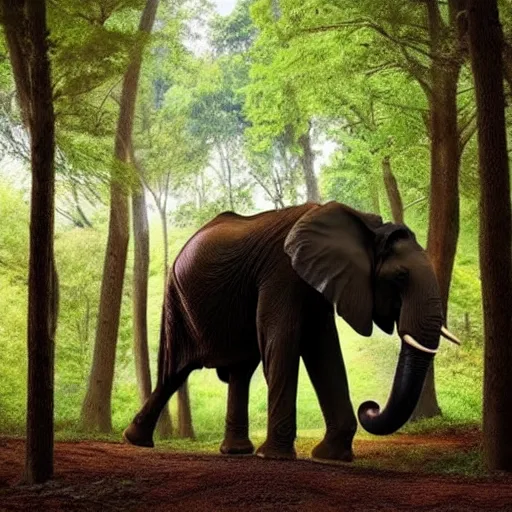 Prompt: a forest growing from an elephants back