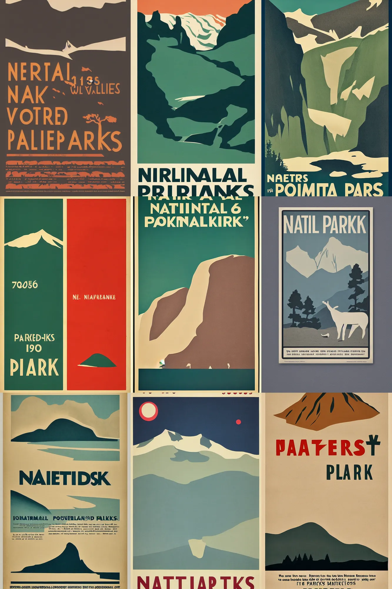 Prompt: Minimalist 1950s art poster advertising National Parks