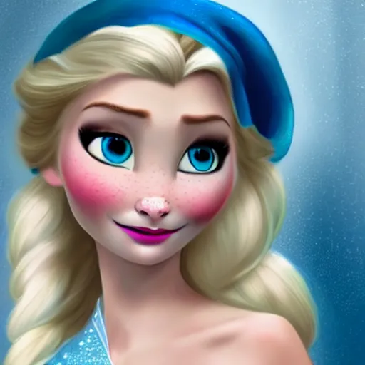 Image similar to Elsa from Frozen as real cute girl photorealistic style