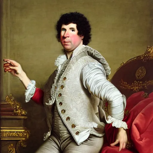 Image similar to A rococo portrait of Will Ferrell as the King of France, by Jacques-Louis David, Réunion des Musées Nationaux, Louvre Catalogue photography