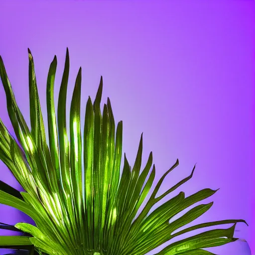 Image similar to an ultra high definition professional studio quality photograph of a ( ( ( ( ( ( transparent iridescent ) ) ) ) ) ) perspex pastel coloured jungle leaves on a plant in an empty white room. dramatic lighting, ray tracing, refraction, shallow d. o. f, colour corrected, golden ratio, three point light. volumetric shadows. god rays.