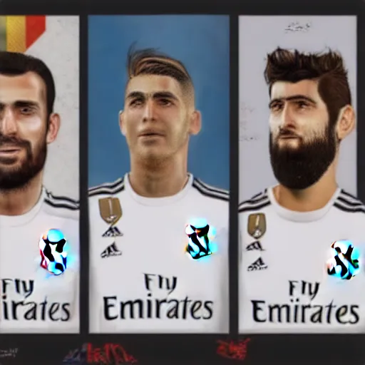 Prompt: Real Madrid football players drawn as football gods. unreal 5. Award-winning. Realistic. High detail. Soccer. Digital art.